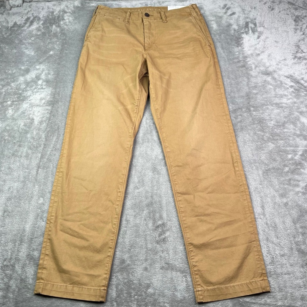 American Eagle Original Straight Jeans Mens 30x32 Khaki Tan Ne(x)t Level Flex